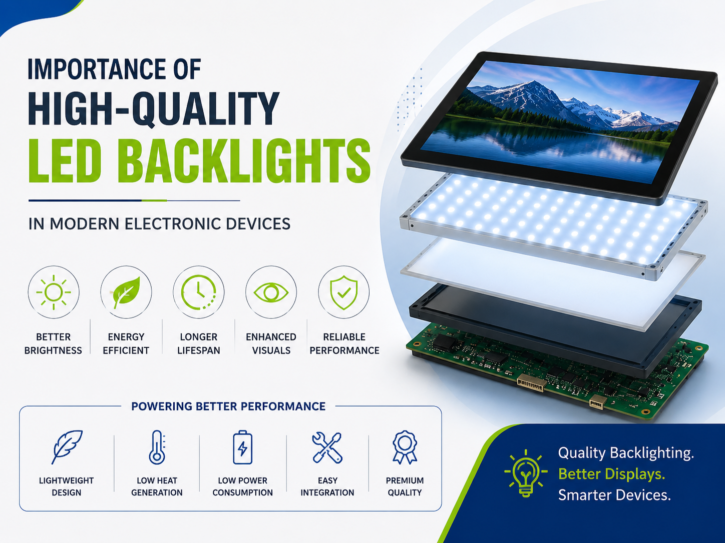 High-quality LED backlights used in modern electronic display devices